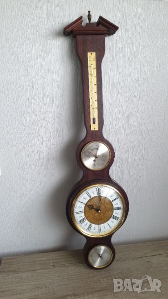 Дървен термометър,барометър,часовник и влагометър, снимка 1