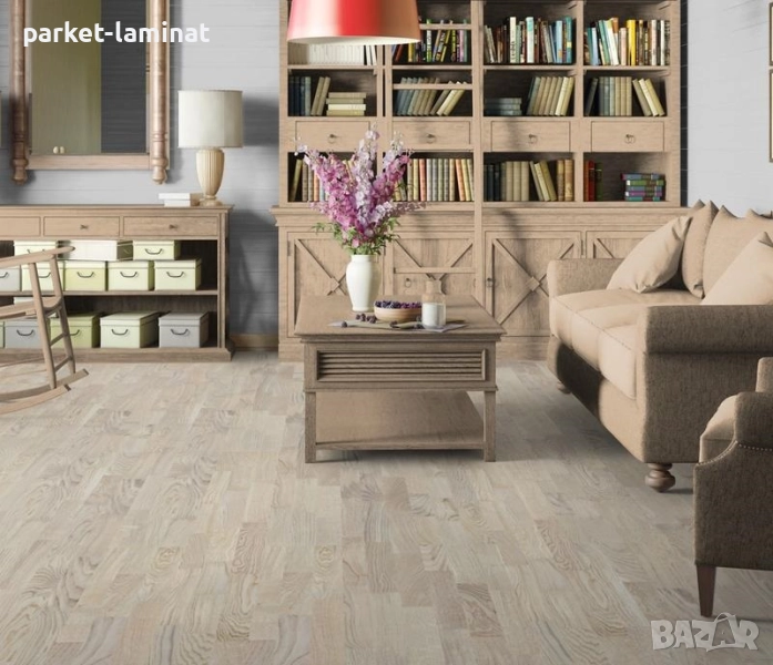 Трислоен паркет Здрав Бял Дъб, снимка 1