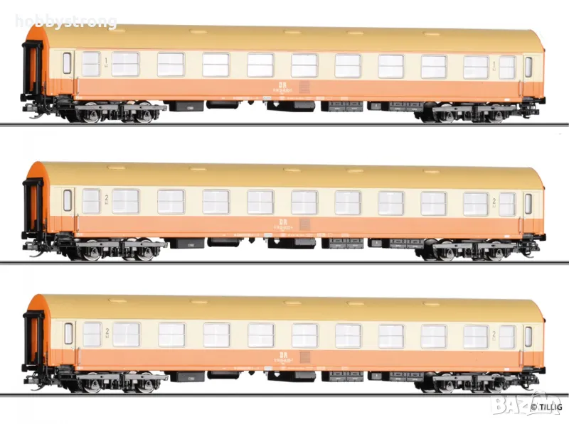 Комплект три пътнически вагона Städteexpress DR TT 1:120 Tillig 01804, снимка 1