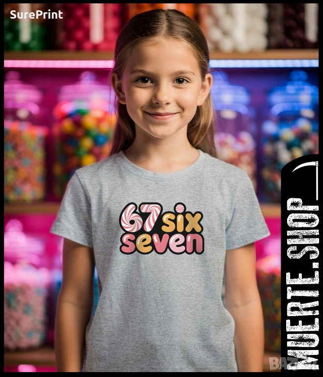 Детска тениска с щампа 67 SIX SEVEN CANDY, снимка 1