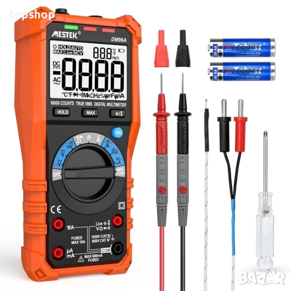 Чисто нов MESTEK DM96A мултицет с NCV функция, TRMS 6000 броя волтметър цифров тестер с автома..., снимка 1