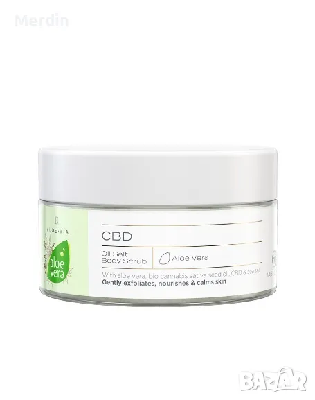 Aloe Vera CBD Маслен скраб за тяло с морска сол - 300 g, снимка 1