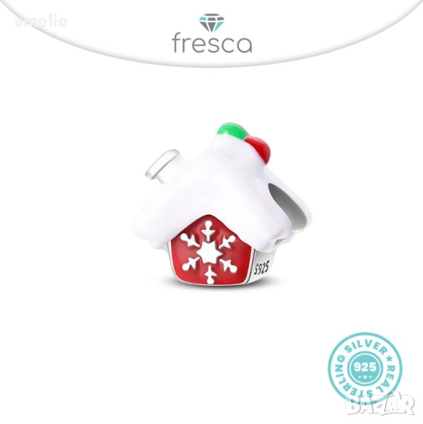 Талисман Fresca по модел тип Пандора Pandora сребро 925 Christmas House Коледни. Колекция Amélie, снимка 1