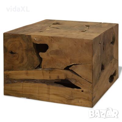 vidaXL Маса за кафе, 50x50x35 см, естествена тикова дървесина, кафява（SKU:244557, снимка 1