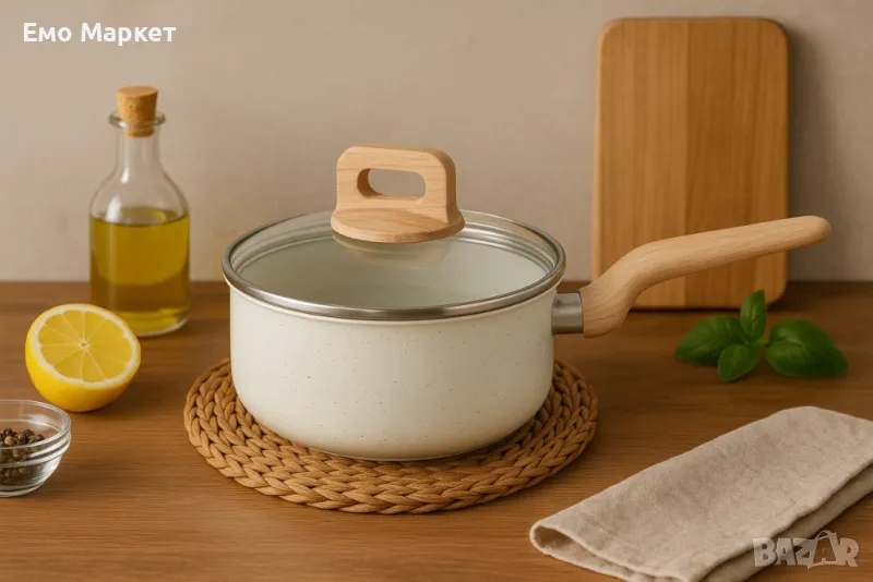 Касерола с капак Voltz Nice, 18x8.5см.\2.1л., Кован алуминий, Мраморно покр., Индукция., снимка 1