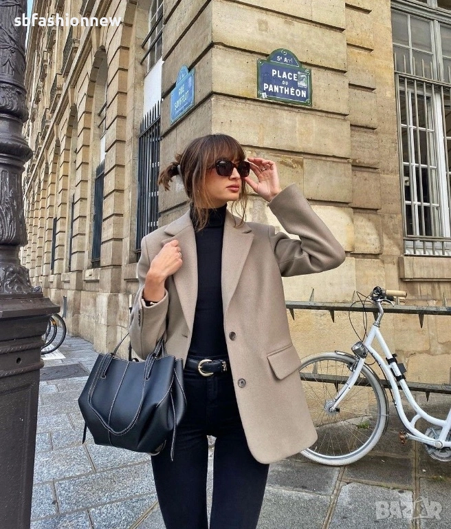 Polene дамска чанта в черно и кафяво, снимка 1