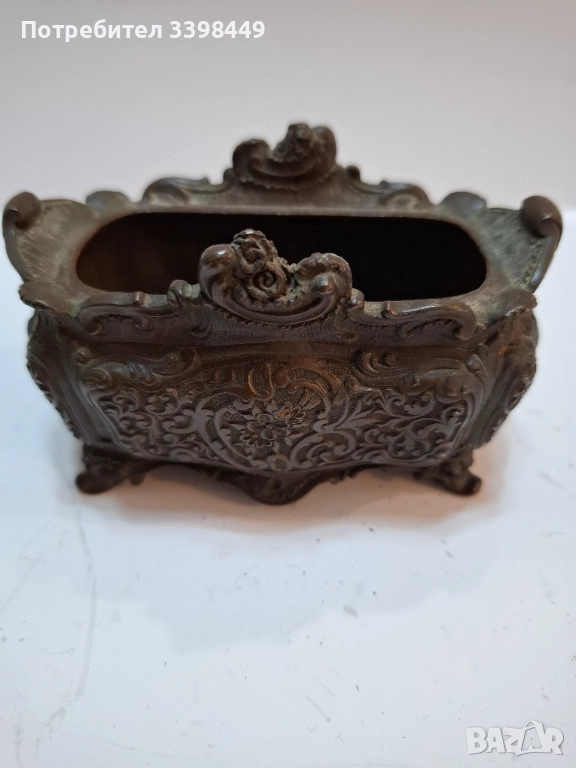 Античен бронзов декоративен саксия / кашпа. , снимка 1