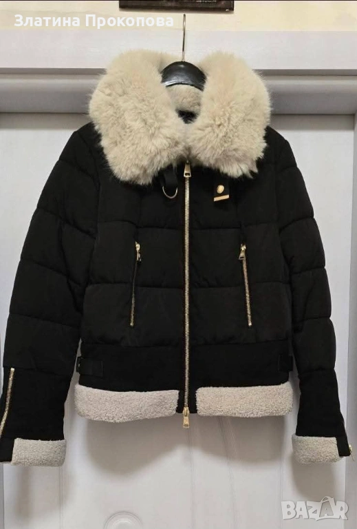 Дамско късо яке с велур и пух Hailey, снимка 1