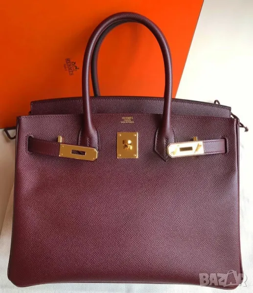 Чанта HERMES BIRKIN 30 BORDEAUX EPSOM GOLD HARDWARE, снимка 1