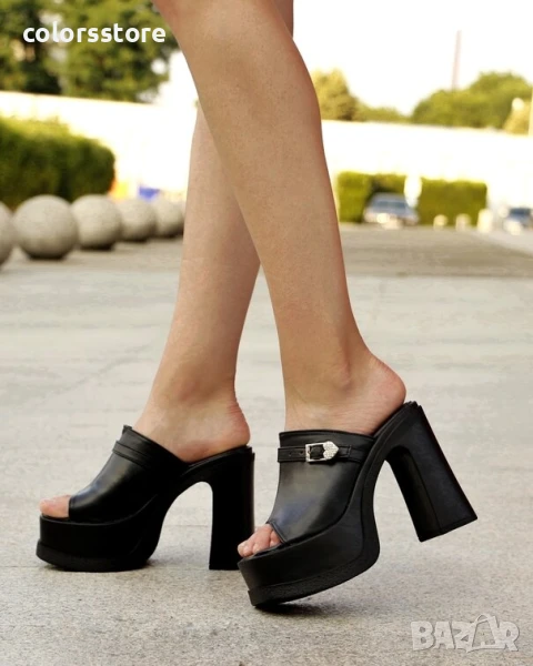 Чехли на ток - черна кожа - LKR50

, снимка 1