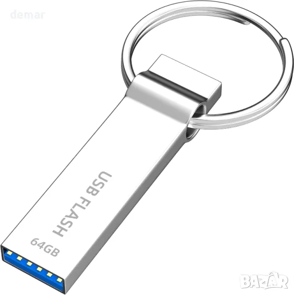 Преносимо флаш устройство с ключодържател за PC/Mac/лаптоп, 64GB, сребристо, снимка 1