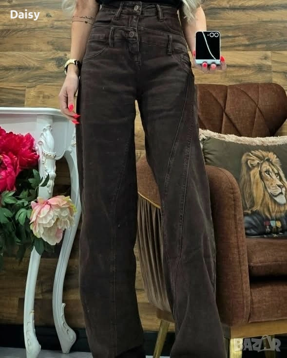 Дамски дънки цвят кафяв, снимка 1