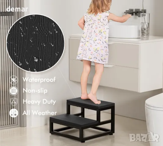 2-стъпаловидна табуретка водоустойчива HDPE с регулируеми нехлъзгащи се крачета и заоблени ръбове, снимка 3 - Други стоки за дома - 49861305