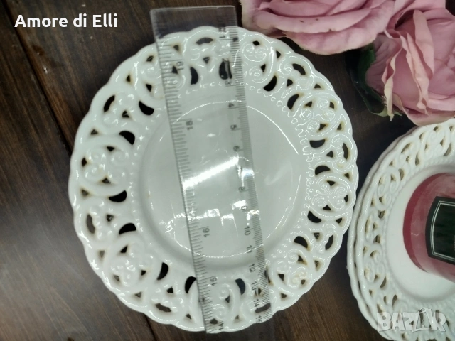 Фина порцеланова чинийка с ажурен борд – Релефен порцелан, снимка 3 - Прибори за хранене, готвене и сервиране - 53921145