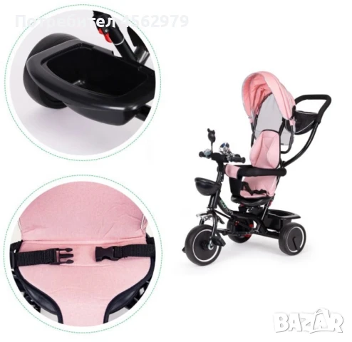 Детска триколка с въртяща се седалка и розов сенник, снимка 6 - Детски велосипеди, триколки и коли - 51348708
