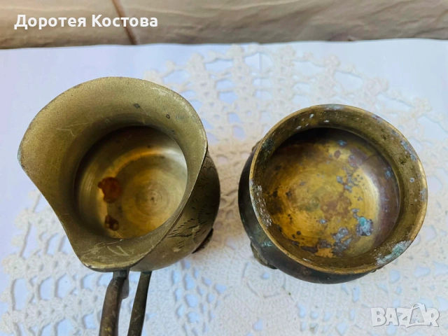 Красив месингов комплект от Англия - 5 части, за кафе / чай , снимка 13 - Антикварни и старинни предмети - 53742554