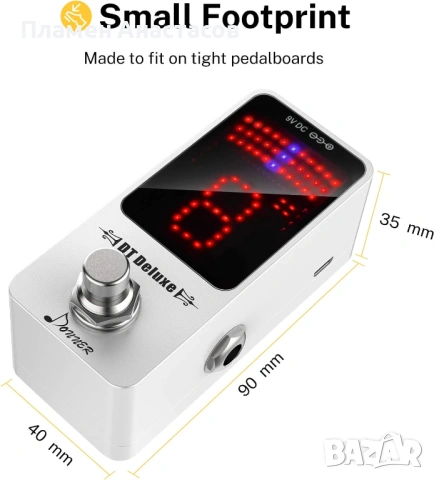 Donner DT Deluxe Guitar Tuner – хроматичен педал тунер за китара и бас, снимка 5 - Китари - 53871010