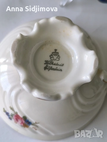 Троен сет слонова кост Volkstedt, снимка 7 - Чаши - 53755566