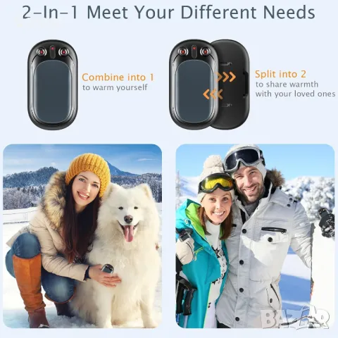 Нагреватели за ръце, презареждащи се с USB и за многократна употреба, комплект от 2 броя за до 12 ч, снимка 3 - Други стоки за дома - 49893682