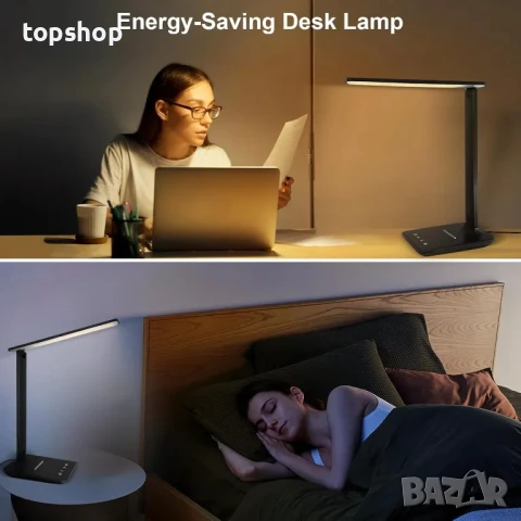 Настолна димируема светодиодна настолна лампа с USB порт за зареждане, 5 режима на осветяване..., снимка 5 - Настолни лампи - 50559938