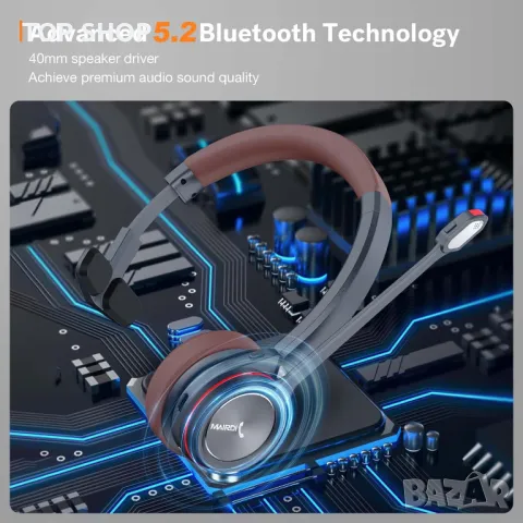 MAIRDI Bluetooth безжична слушалка с микрофон за компютър, снимка 4 - Bluetooth слушалки - 49937557