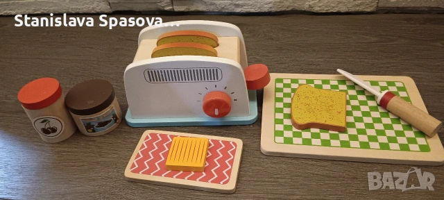 Дървен тостер с принадлежности