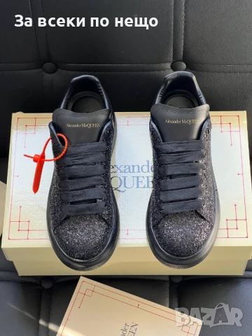 Alexander Mcqueen Дамски Черни Блестящи Маратонки👟Дамски Спортни Обувки Александър Макуин Код E654, снимка 5 - Маратонки - 51069703