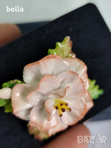 Винтидж порцеланова брошка COALPORT (1960-те), снимка 7 - Антикварни и старинни предмети - 53654049