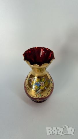 Кристална ваза Bohemia с позлата, снимка 2 - Вази - 46441291