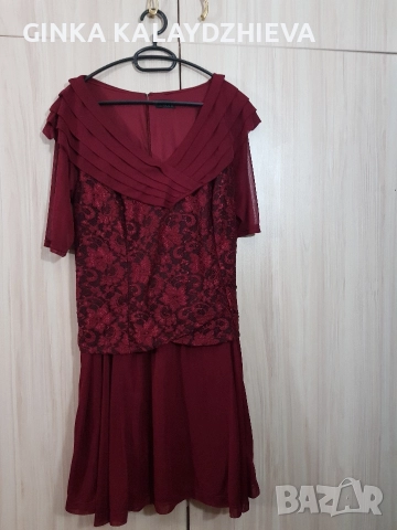 Рокля и чанта цвят бордо , снимка 3 - Рокли - 52664523