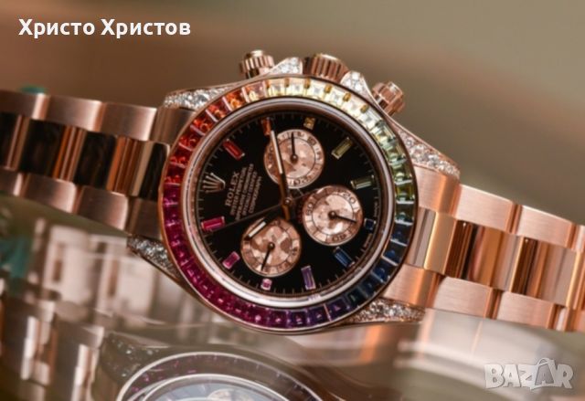 Мъжки луксозен часовник Rolex Daytona Rainbow Everose Gold 116595RBOW, снимка 2 - Мъжки - 46216543