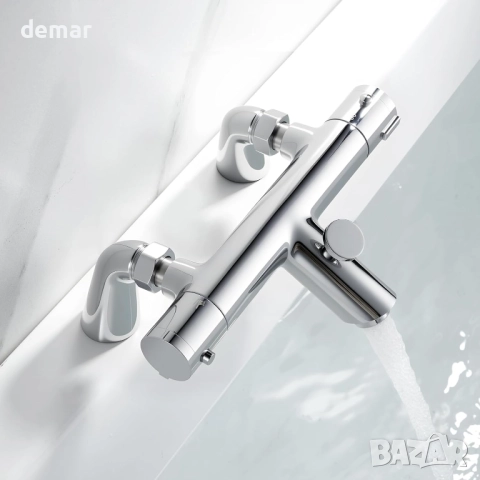 Кръгъл термостатичен смесител за вана, хром