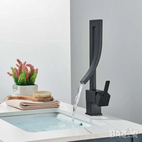Смесител за мивка  модел водопад, матов, черен, снимка 8 - Други стоки за дома - 53837248