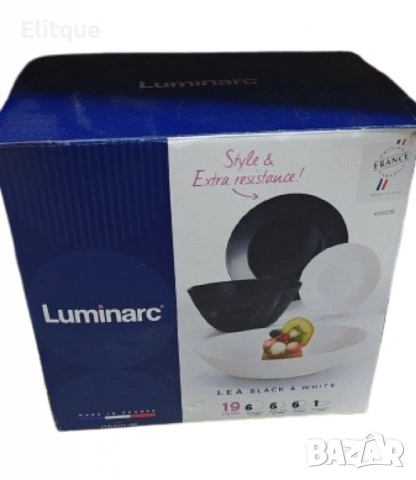 Черно-бял сервиз за хранене от 19 части Luminarc Lea Black & White, снимка 6 - Съдове за готвене - 52684600