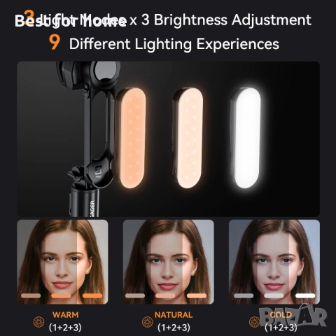 ESSAGER Gimbal трипод с подвижна запълваща светлина за iPhone ,Android, снимка 8 - Чанти, стативи, аксесоари - 52430894