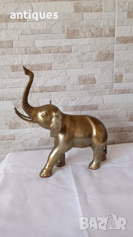 Голяма фигура на слон - месинг - 32см, снимка 2 - Антикварни и старинни предмети - 53029828