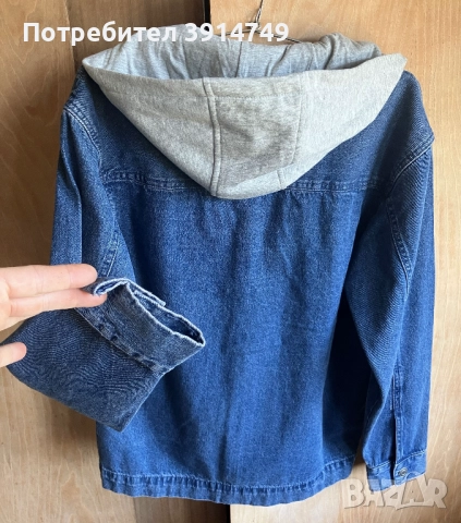 НОВО Дънково яке /горна риза с прикачаща се качулка, цип, два странични джоба, леко, удобно , снимка 5 - Якета - 51626080