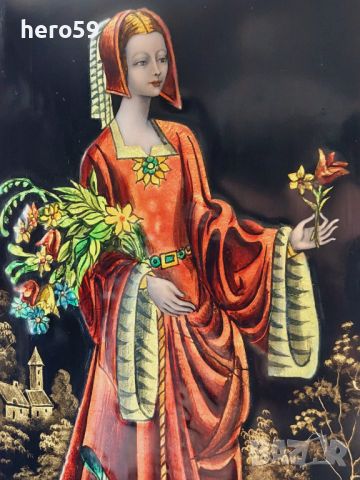 Прекрасна емайлова картина на Лимож (Limoge) перлен емайл, снимка 10 - Картини - 45794021