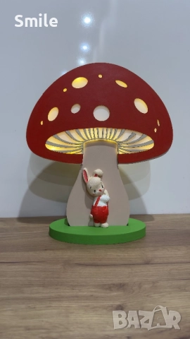 Детска лампа “Гъбка с малко зайче”, снимка 4 - Детски нощни лампи - 52405329