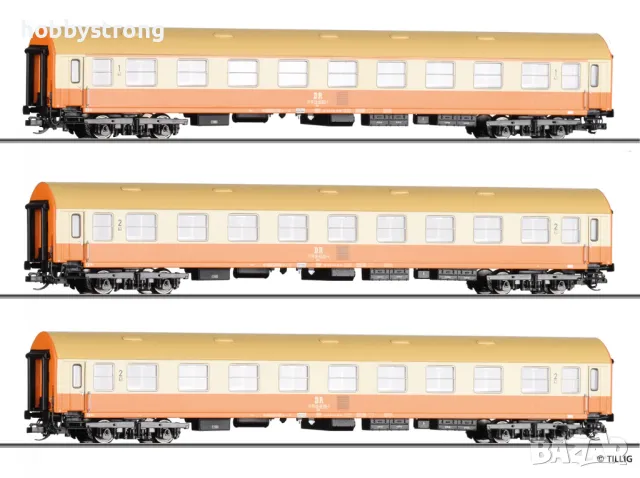 Комплект три пътнически вагона Städteexpress DR TT 1:120 Tillig 01804, снимка 1 - Колекции - 49590529