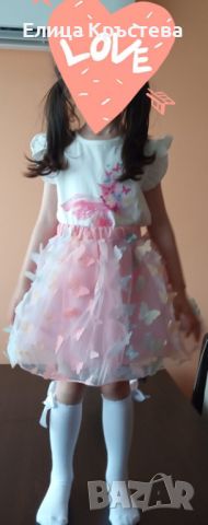 Ефектна поличка с 3D дизайн на пеперуди и блузка с пепрудки, снимка 1 - Детски комплекти - 45466261