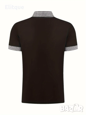 Мъжка ежедневна карирана риза с ревер,4 копчета,винтидж стил и къс ръкав, снимка 2 - Тениски - 52869374