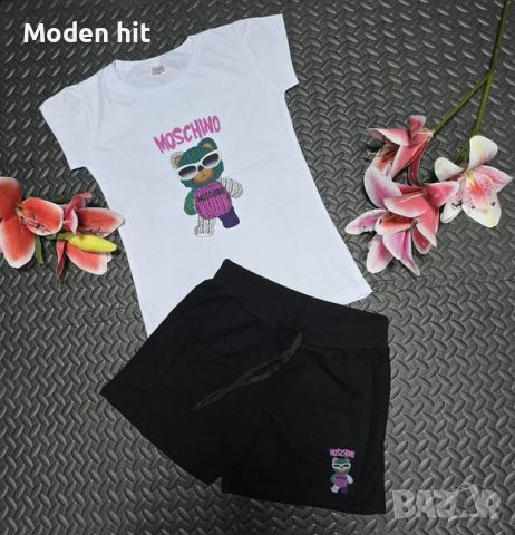 Moschino дамски летен екип - тениска и къси панталонки висок клас реплика, снимка 2 - Спортни екипи - 46347233