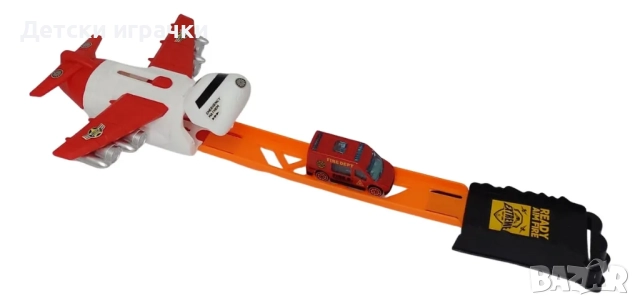 Комплект пожарна кола, самолет и катапулт за деца, снимка 3 - Образователни игри - 52620074