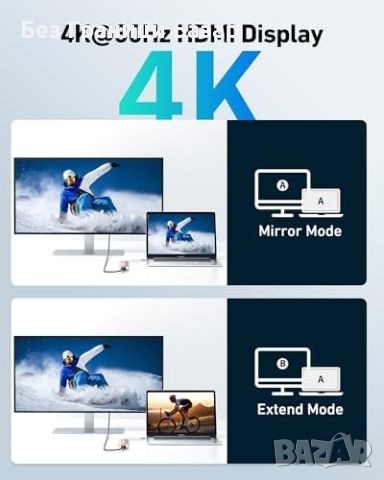 Нов Мултипортов Адаптер USB-C към HDMI, PD 100W, 7 в 1 хъб, снимка 8 - Друга електроника - 45355520