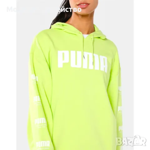 Дамско спортно горнище PUMA Acidic Pack Hoodie Green, снимка 3 - Спортни екипи - 46978563