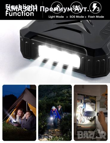 Djroll 36000 mAh Qi безжична соларна захранваща банка/4 USB Type-C изхода/LED фенерче/IP66, снимка 3 - Външни батерии - 46246686