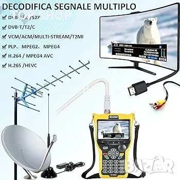 VF9930 Сателитен търсач Цифров сателитен търсач DVB-S2/S/S2X/T2/T/C 4,3-инчов LCD, снимка 2 - Приемници и антени - 48743399