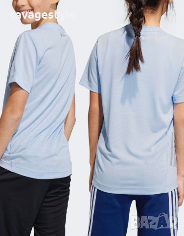 Детска тениска ADIDAS Sportswear Aeroready 3-Stripes Tee Blue Dawn, снимка 2 - Детски тениски и потници - 46202562