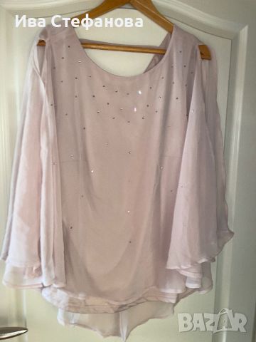Нова нежна розова блуза туника тип перелина  с камъни цирконий , снимка 9 - Корсети, бюстиета, топове - 45682643